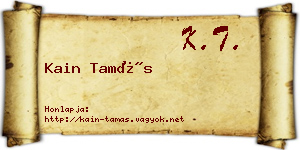 Kain Tamás névjegykártya